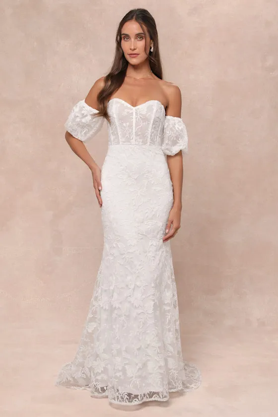 Everlasting Muse White Embroidered Off-the-Shoulder Maxi Dress sold by Lulus