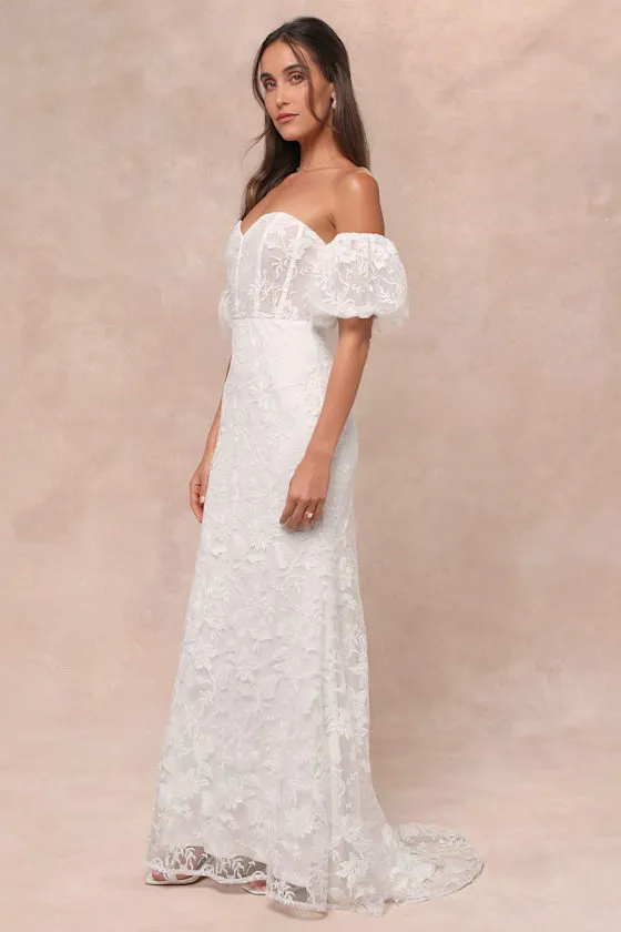 Everlasting Muse White Embroidered Off-the-Shoulder Maxi Dress sold by Lulus product image thumbnail 3