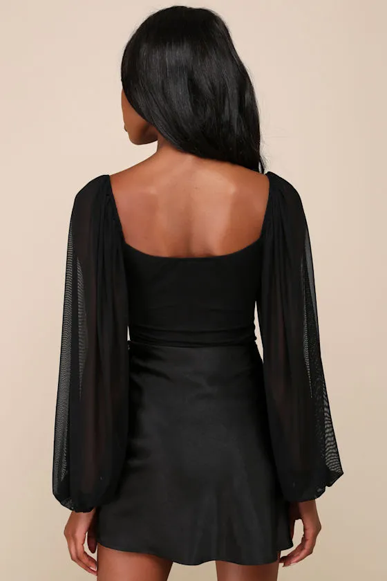 Instant Attraction Black Long Sleeve Lace Bustier Bodysuit sold by Lulus product image thumbnail 2