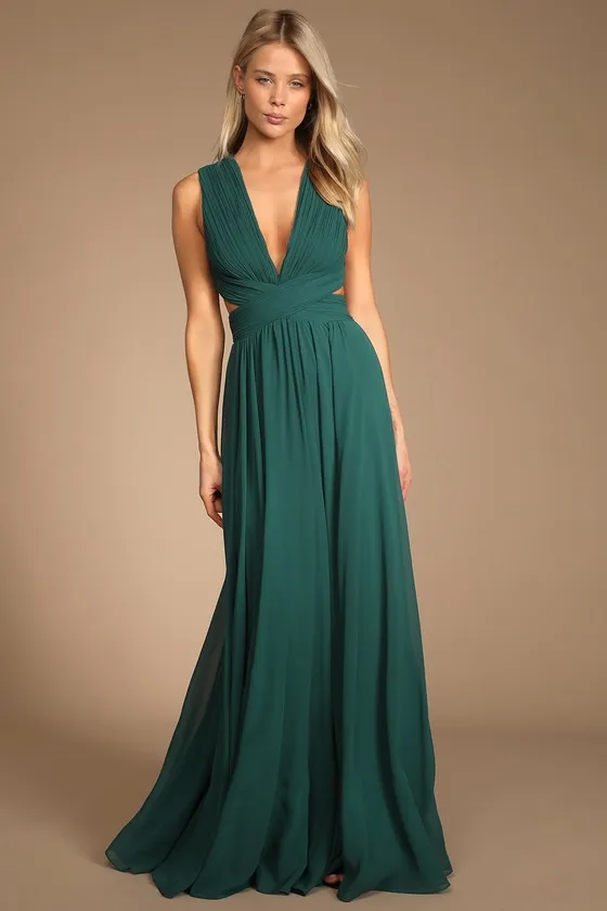 Vivid Imagination Emerald Green Cutout Maxi Dress sold by Lulus