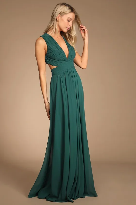 Vivid Imagination Emerald Green Cutout Maxi Dress sold by Lulus product image thumbnail 3