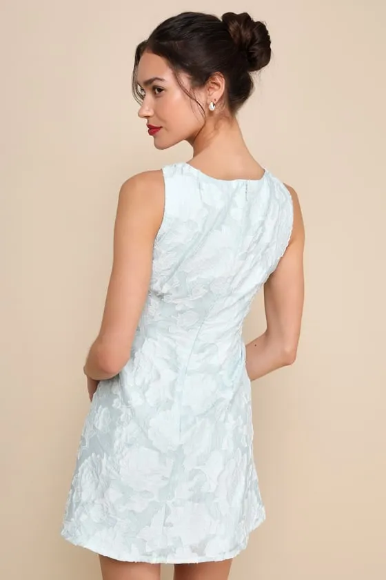 Exquisite Moments Mint Floral Jacquard Sleeveless Mini Dress sold by Lulus product image thumbnail 2