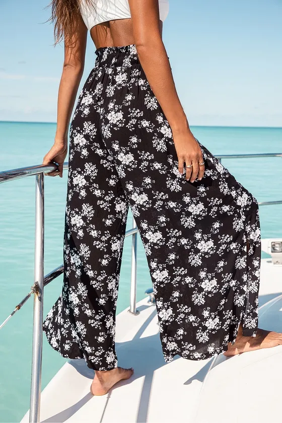 Loves the Sun Black Floral Print Wide-Leg Pants sold by Lulus product image thumbnail 3