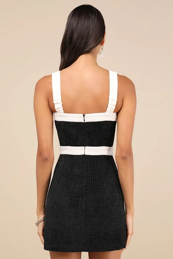 Divine Luxury Black and White Tweed Pearl Mini Dress sold by Lulus product image thumbnail 2