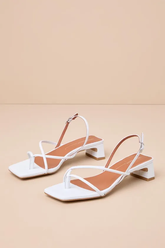 Fifi Ice White Leather Strappy Slingback Low Heel Sandals sold by Lulus product image thumbnail 2
