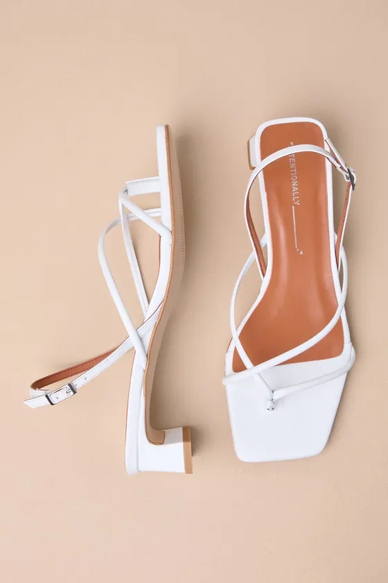 Fifi Ice White Leather Strappy Slingback Low Heel Sandals sold by Lulus product image thumbnail 3