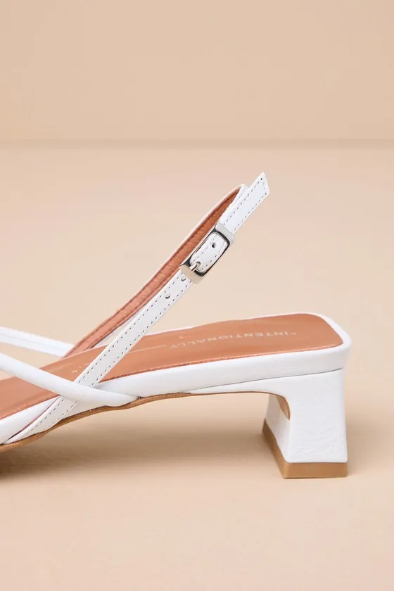 Fifi Ice White Leather Strappy Slingback Low Heel Sandals sold by Lulus product image thumbnail 4