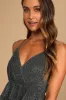 Glowing Gorgeous Silver Metallic Tiered Mini Dress sold by Lulus