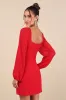Flirtatious Designs Red Chiffon Balloon Sleeve Mini Dress sold by Lulus