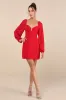 Flirtatious Designs Red Chiffon Balloon Sleeve Mini Dress sold by Lulus