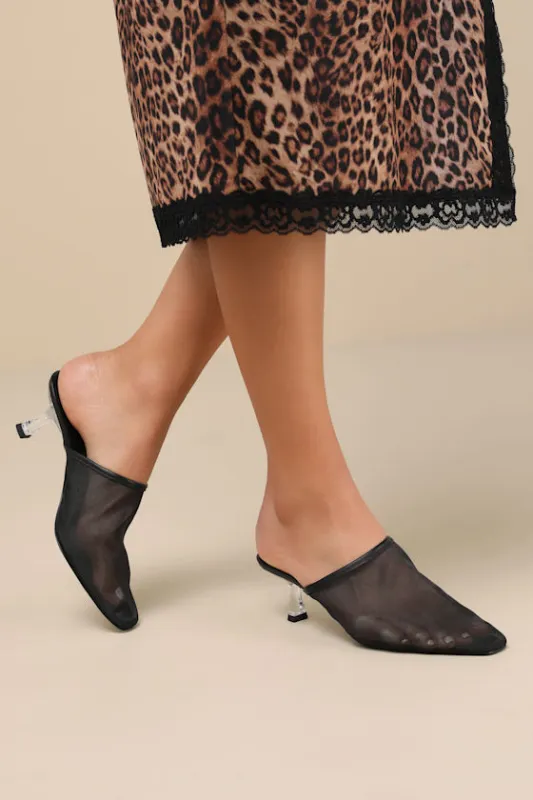 Bette Black Mesh Slide Mule Pumps made by Matisse
