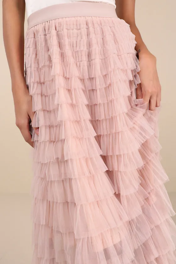 Instinctually Flirty Dusty Pink Tulle Tiered Maxi Skirt sold by Lulus product image thumbnail 4