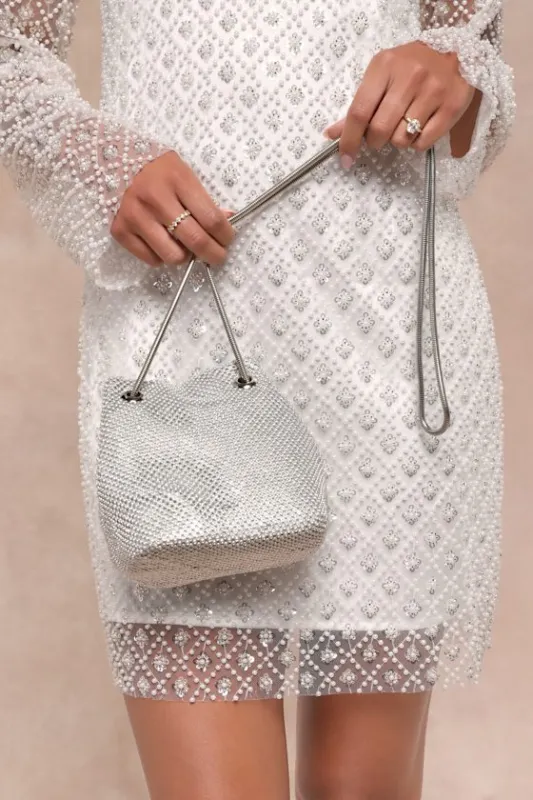Idonia Silver Rhinestone Clutch sold by Lulus