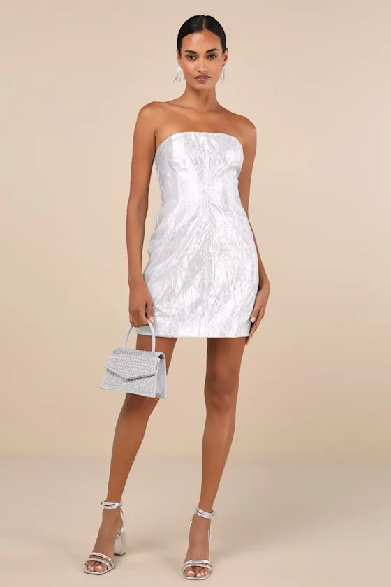 Party Poise Silver Textured Strapless Bodycon Mini Dress sold by Lulus product image thumbnail 3