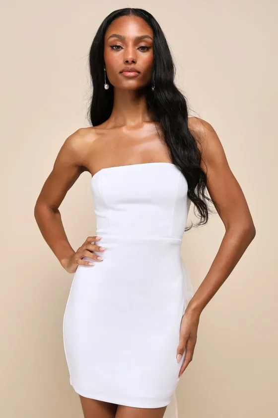 Flawless Entrance White Pearl Organza Bow Strapless Mini Dress sold by Lulus product image thumbnail 4