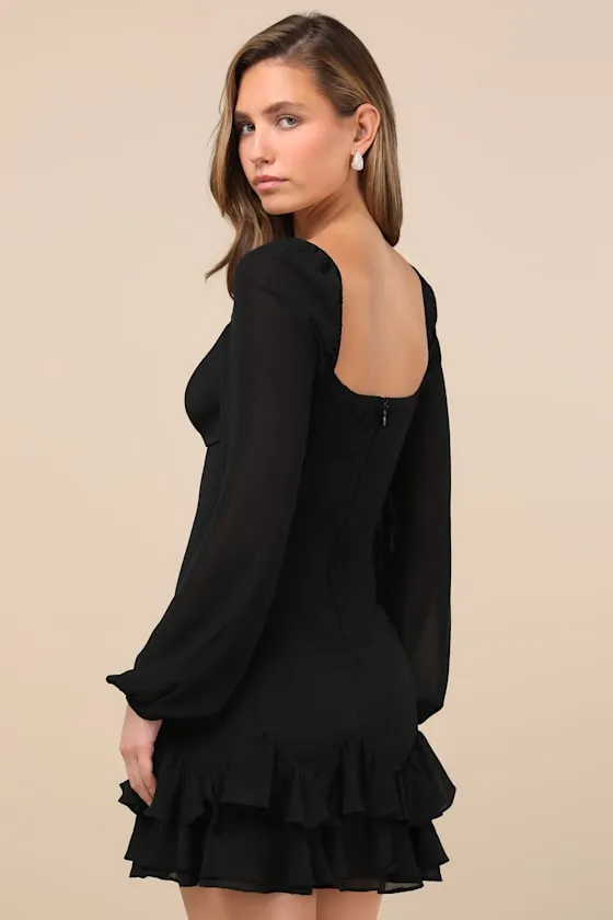 Gorgeous Expertise Black Ruffled Long Sleeve Mini Dress sold by Lulus product image thumbnail 3