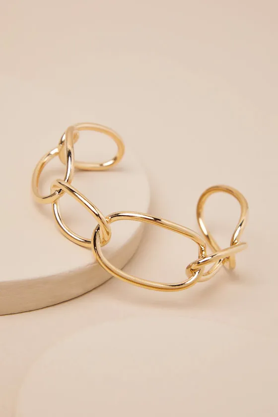 Eugina Gold Link Cuff Bracelet sold by Lulus