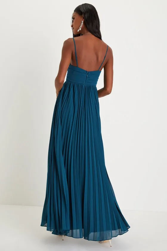 Sensational Charmer Teal Blue Pleated Sleeveless Maxi Dress sold by Lulus product image thumbnail 2