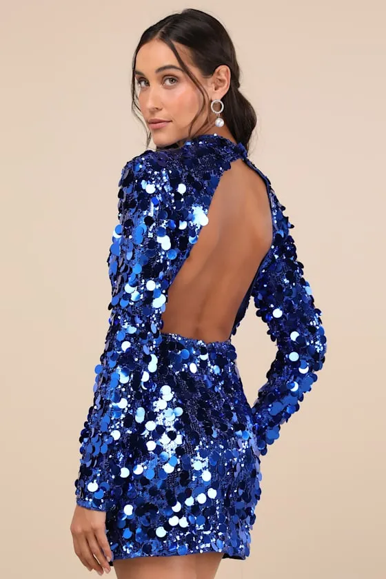 Brilliant Behavior Royal Blue Sequin Backless Mini Dress sold by Lulus product image thumbnail 2