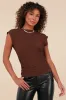 Dreamy Impression Brown Textured Cap Sleeve Top sold by Lulus