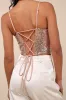 Irreplaceable Shine Rose Gold Sequin Lace-Up Crop Top sold by Lulus