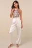 Irreplaceable Shine Rose Gold Sequin Lace-Up Crop Top sold by Lulus