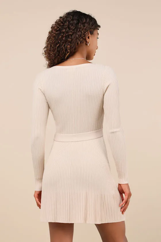 Cozy Poise Beige Henley Long Sleeve Mini Sweater Dress sold by Lulus product image thumbnail 3