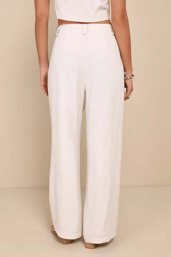 Suits You Perfectly Beige Linen Wide-Leg Pants sold by Lulus product image thumbnail 3