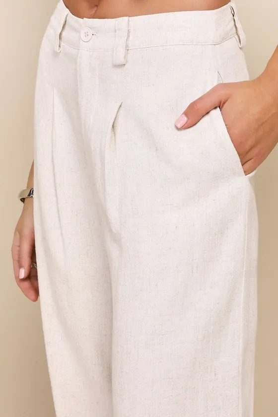 Suits You Perfectly Beige Linen Wide-Leg Pants sold by Lulus product image thumbnail 4