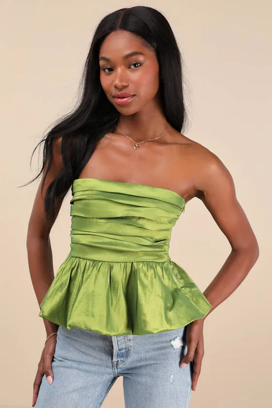 Celinda Green Strapless Bubble-Hem Top sold by Lulus