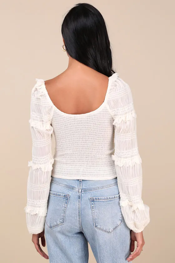 Ideal Charisma Ivory Textured Long Sleeve Top sold by Lulus product image thumbnail 2