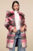 Fancy Brown and Fuchsia Plaid Faux Fur Coat sold by Lulus
