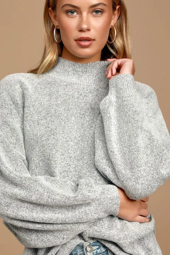 Cozy Perfection Grey Dolman Sleeve Sweater Top sold by Lulus product image thumbnail 4