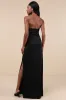 Extraordinary Presence Black Satin Strapless Maxi Dress sold by Lulus