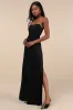 Extraordinary Presence Black Satin Strapless Maxi Dress sold by Lulus