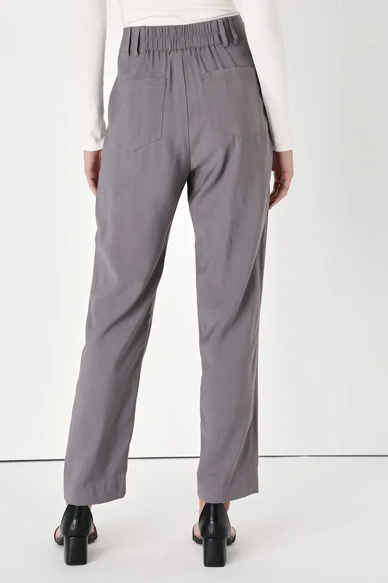 Strictly Business Grey High-Waisted Trouser Pants sold by Lulus product image thumbnail 3