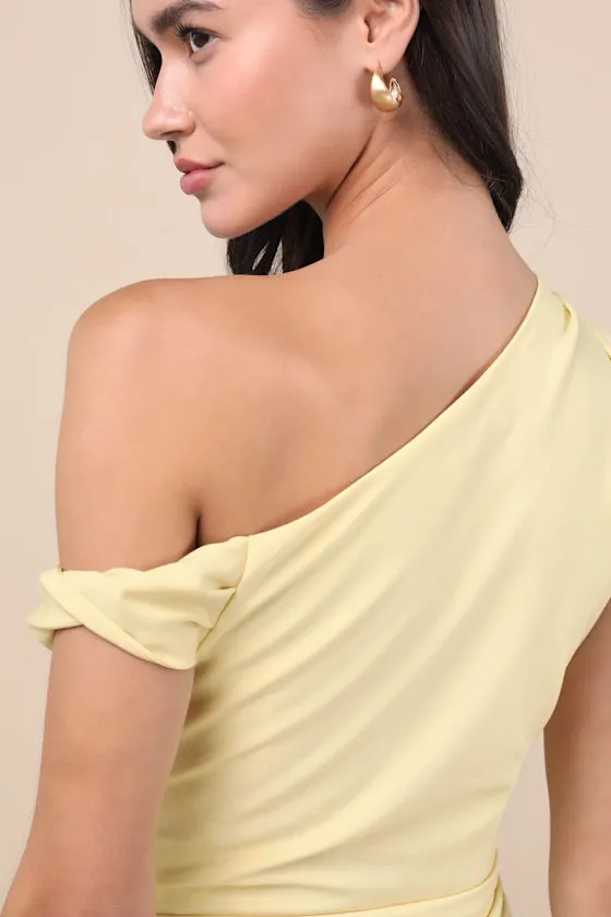 Nellie Light Yellow Off-the-Shoulder Mini Dress sold by Lulus product image thumbnail 4
