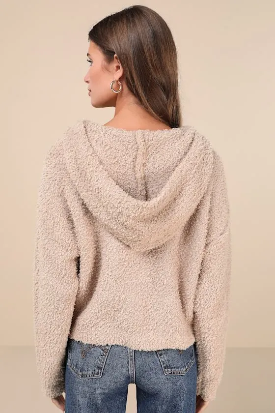 Cuddly Perfection Tan Fuzzy Pullover Hoodie sold by Lulus product image thumbnail 2
