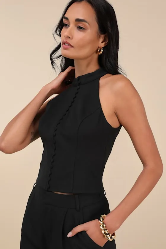 Chic Popularity Black Mock Neck Crop Top sold by Lulus product image thumbnail 4