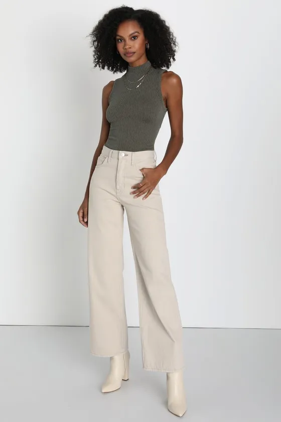 Everyday Appeal Olive Green Ribbed Mock Neck Tank Top sold by Lulus product image thumbnail 2