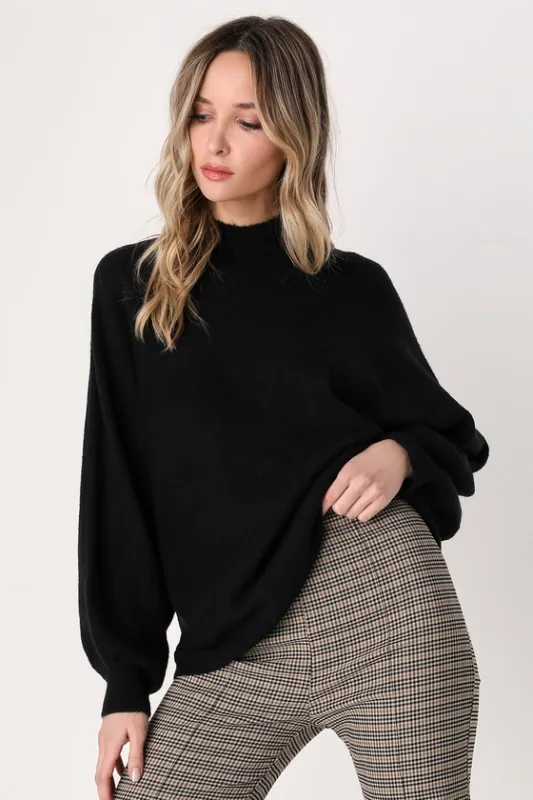 Cozy Perfection Black Dolman Sleeve Sweater Top sold by Lulus