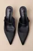 Bristel Black Satin Mule Pumps sold by Lulus