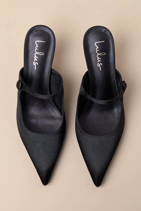 Bristel Black Satin Mule Pumps sold by Lulus product image thumbnail 4