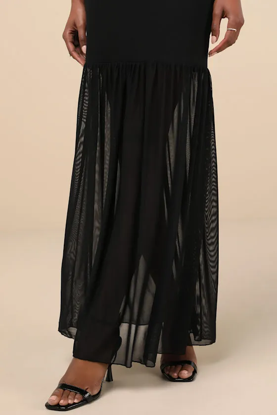 Sadiya Black Strapless Mixed Media Maxi Dress sold by Lulus product image thumbnail 4