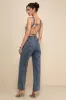 Trendsetting Personality Medium Wash Denim Backless Jumpsuit sold by Lulus