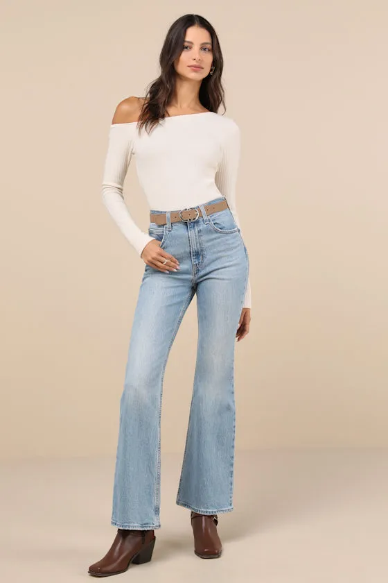 Popular Babe Ivory Ribbed Knit Asymmetrical Long Sleeve Top sold by Lulus product image thumbnail 2