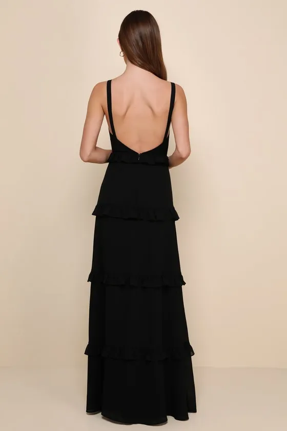 Sincerely Poised Black Backless Bustier Tiered Maxi Dress sold by Lulus product image thumbnail 2