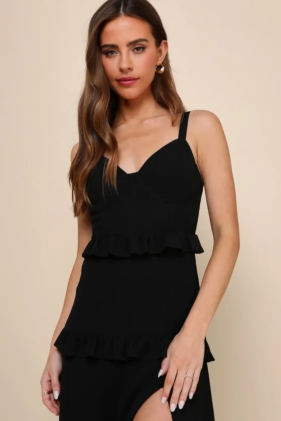 Sincerely Poised Black Backless Bustier Tiered Maxi Dress sold by Lulus product image thumbnail 3