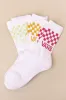 Classic Checkerboard White Multi Three-Pack Crew Sock Set sold by Lulus