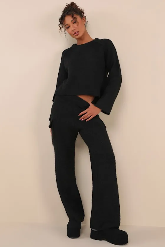 Signature Sunday Black Knit Sweater Pants sold by Lulus